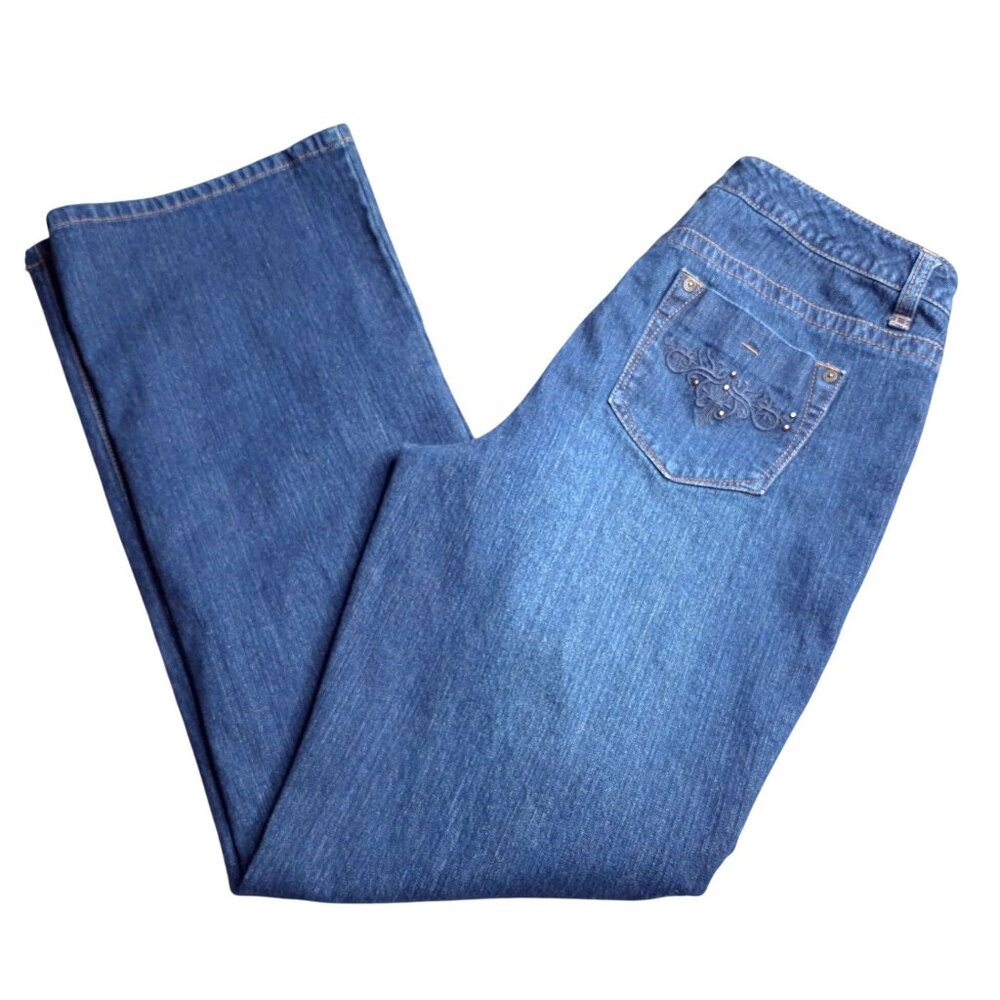 Sonoma Womens Bootcut Jeans 12 Mid Rise Embroidered Back Pockets